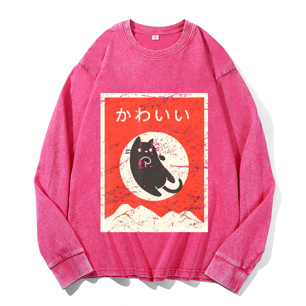 Vintage Cotton Wash Crewneck Long-Sleeve T-Shirt