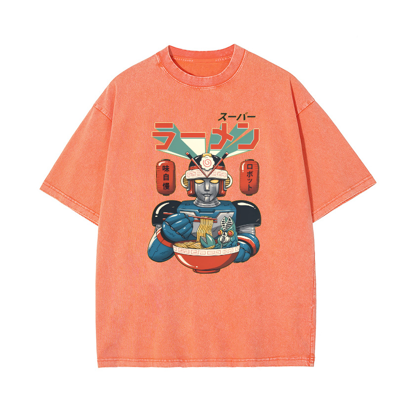 Ramen Robot Vintage Wash Japanese Design T-Shirt