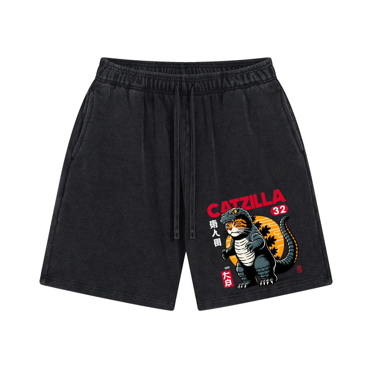 Catzilla Cat Kaiju Vintage Pure Thick Cotton Shorts