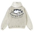 Pufferfish Vintage Washed Cotton Back Art Hoodie