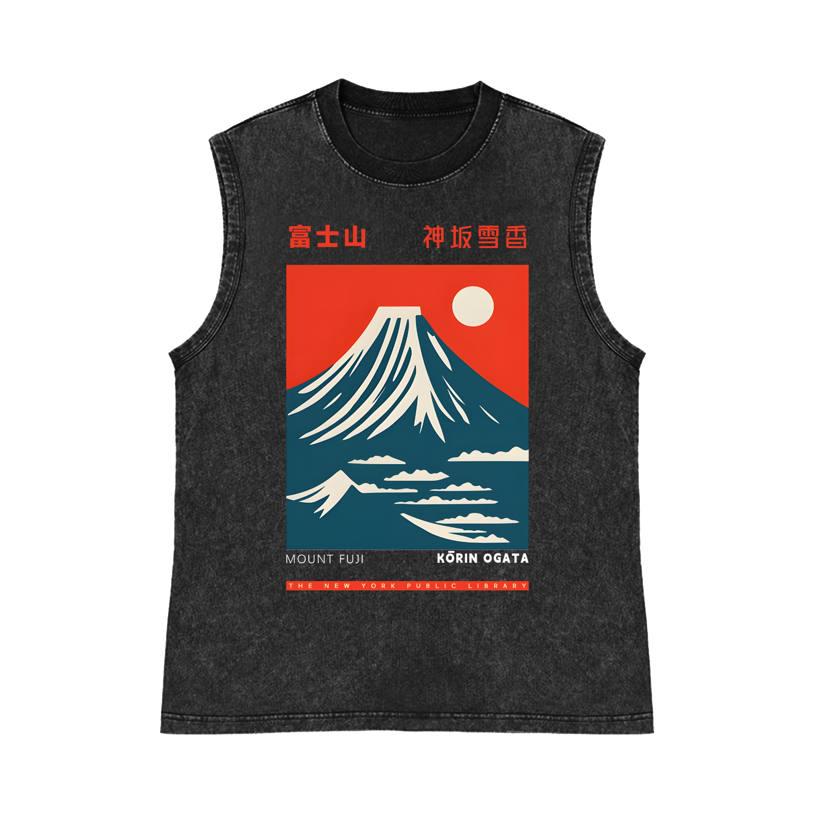 Mount FuJi Pure Cotton Wash-Dyed Sleeveless Tank Top