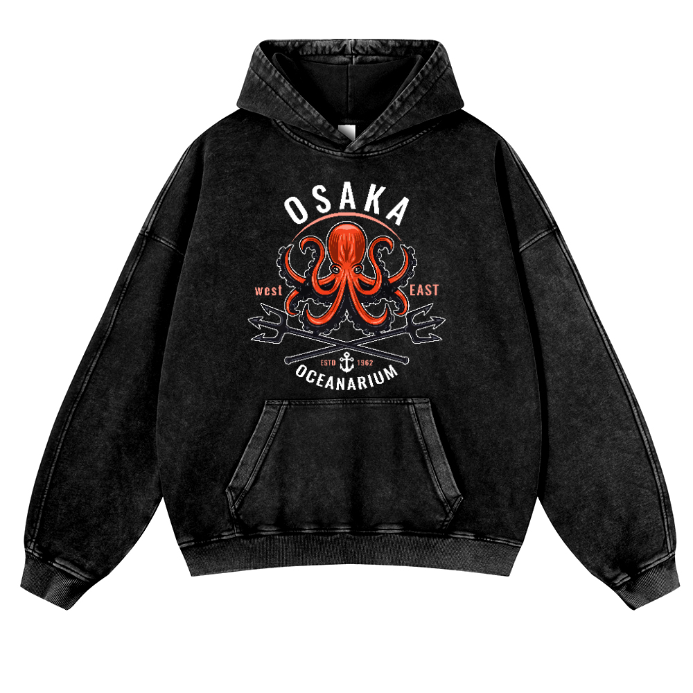 Osaka Octopus Vintage Washed Thick Cotton Hoodie