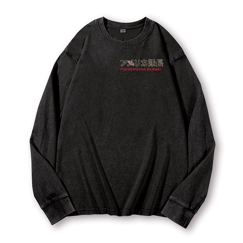 Captain Vintage Washed Cotton Back Art Long-sleeve T-shirt