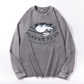 Puffer Fish Vintage Cotton Wash Crewneck Long-Sleeve T-Shirt