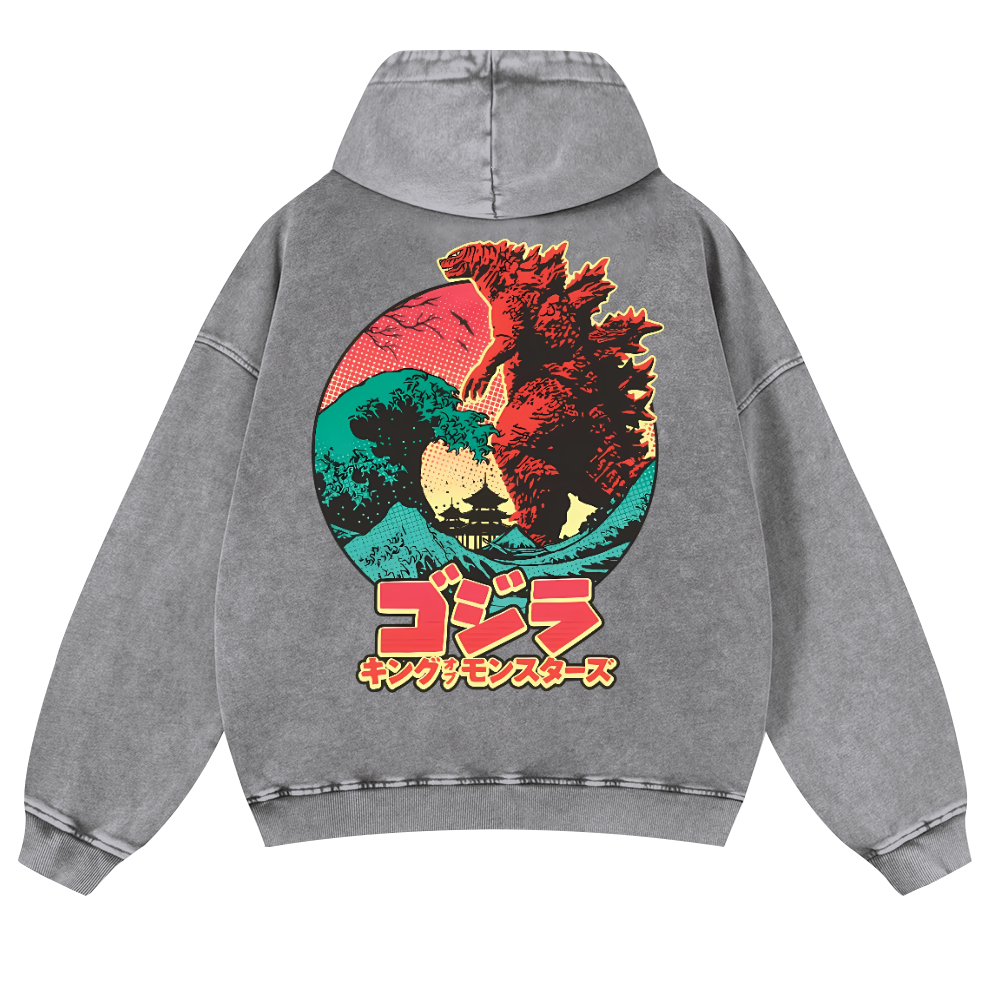 Kaiju Vintage Washed Cotton Back Art Hoodie