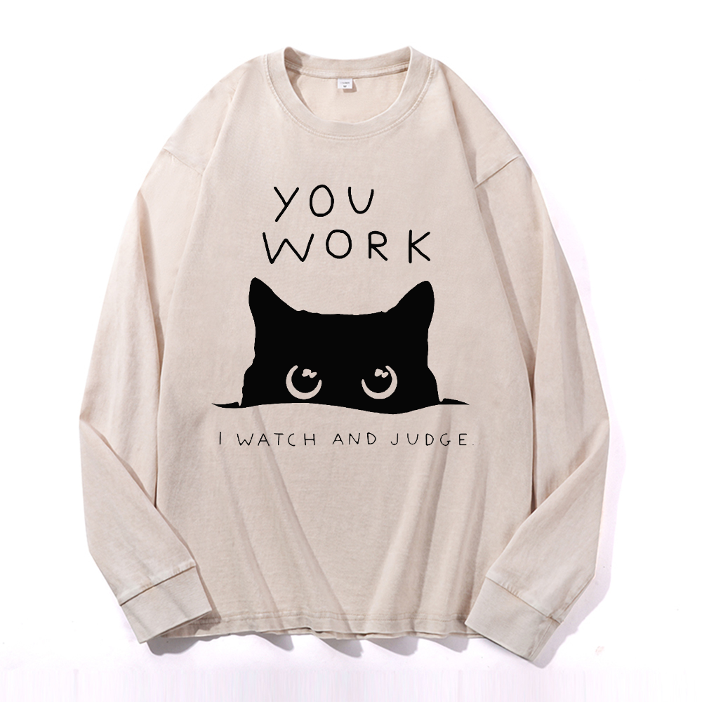 Vintage Cotton Wash Crewneck Long-Sleeve T-Shirt