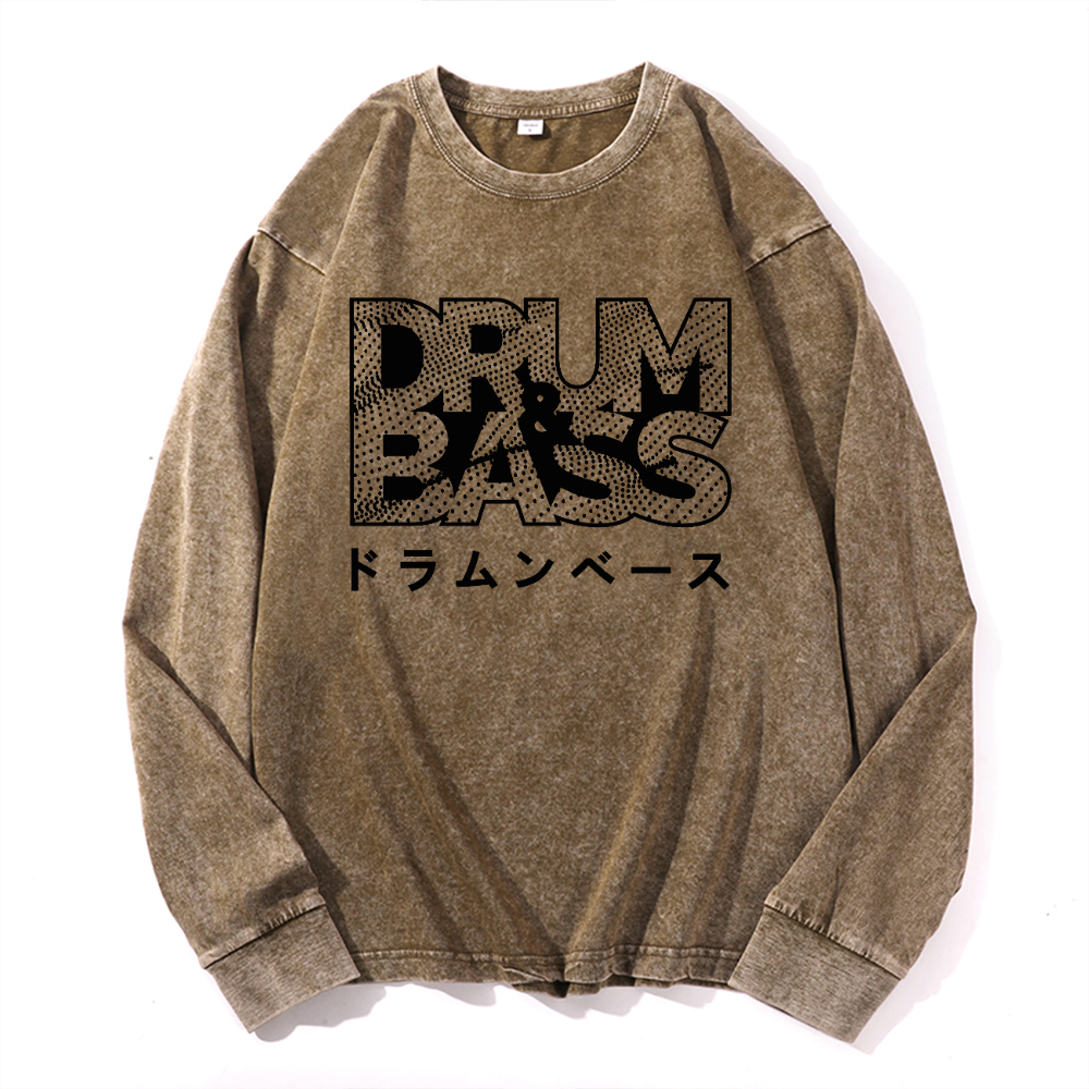 Drum and Bass Vintage Cotton Wash Long-sleeve T-shirt