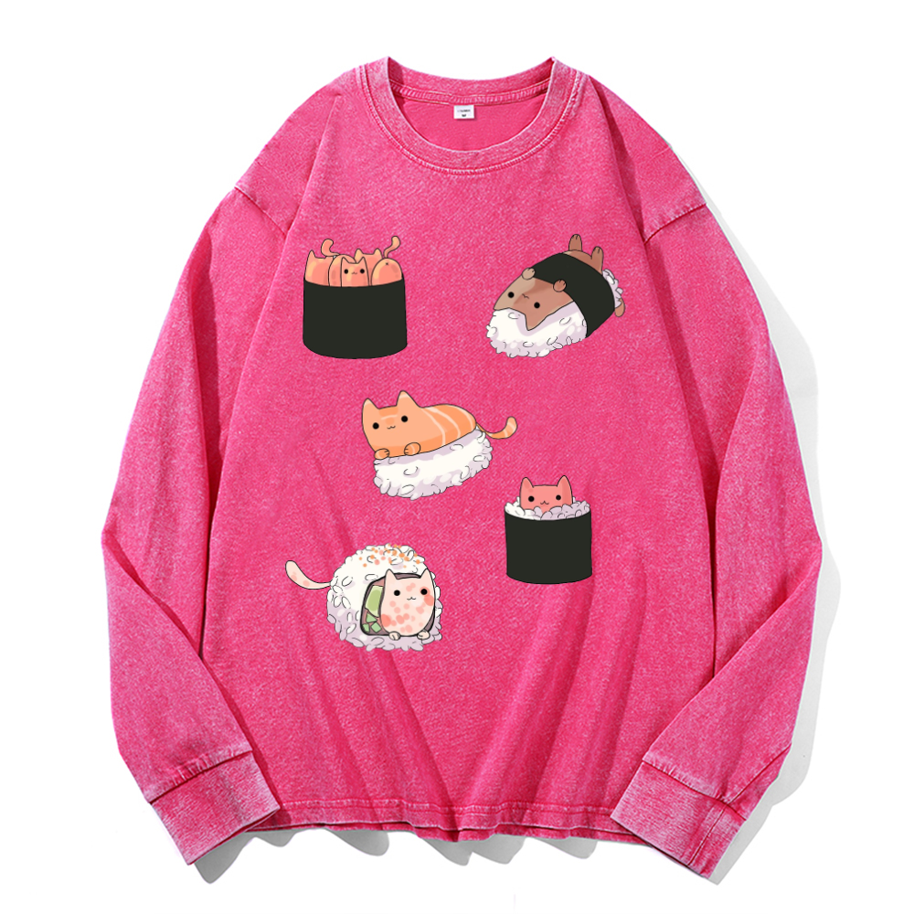 Vintage Cotton Wash Crewneck Long-Sleeve T-Shirt