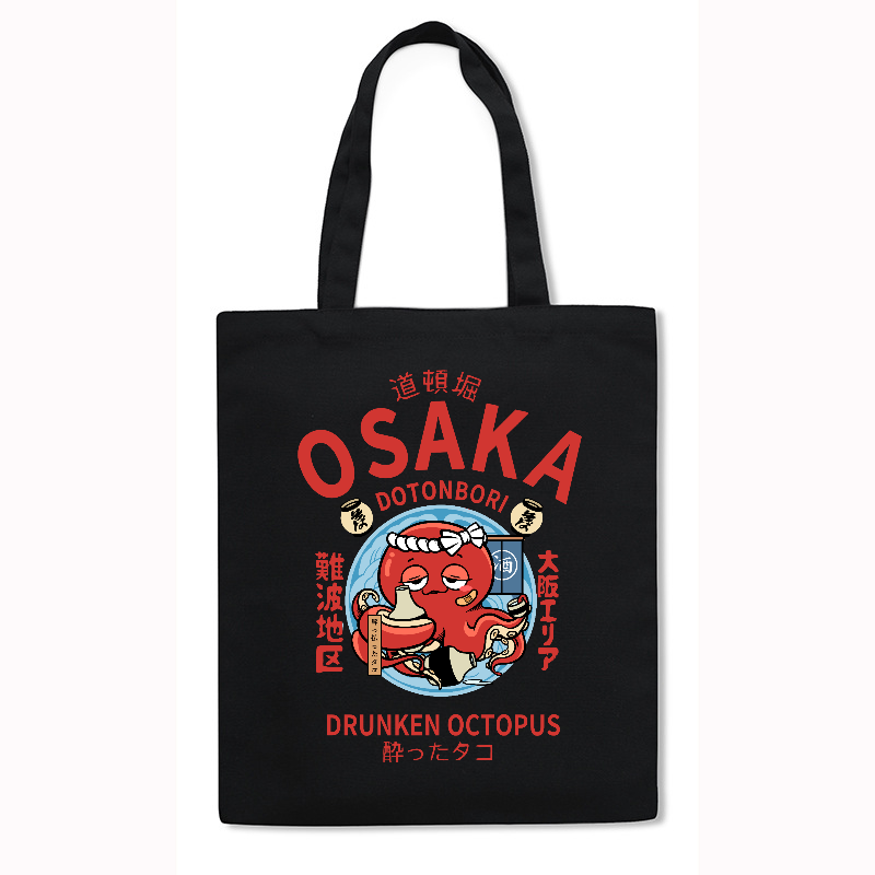 Osaka Dotonbori Drunken Octopus Japanese Style Canvas Tote Bag