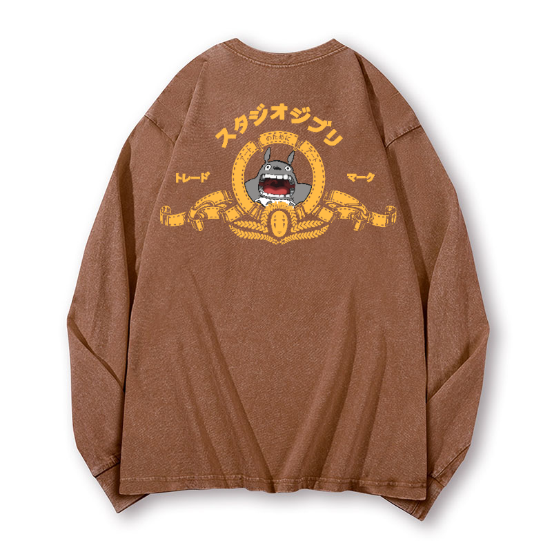 MGM Ghibli Totoro Vintage Washed Cotton Back Art Long-sleeve T-shirt