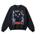 Cat Kaiju Vintage Cotton Blend Crewneck Sweatshirt