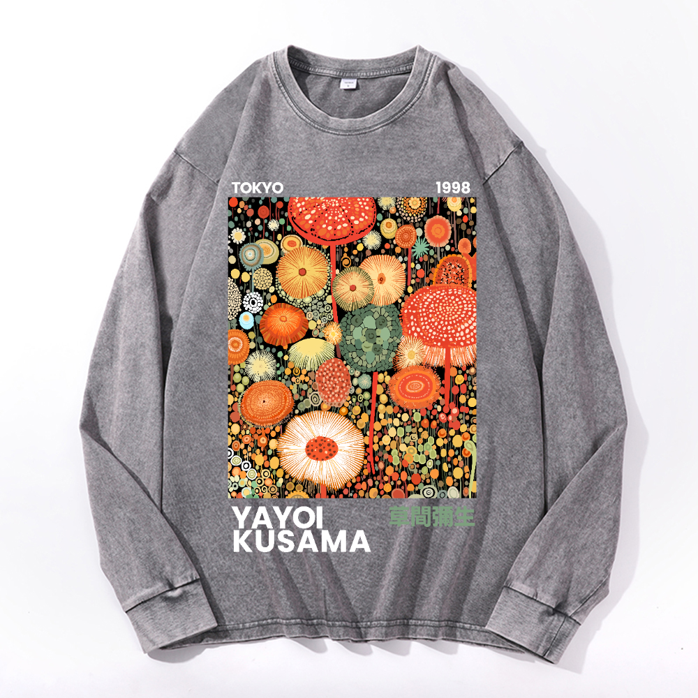Yayoi Kusama Vintage Cotton Wash Crewneck Long-Sleeve T-Shirt