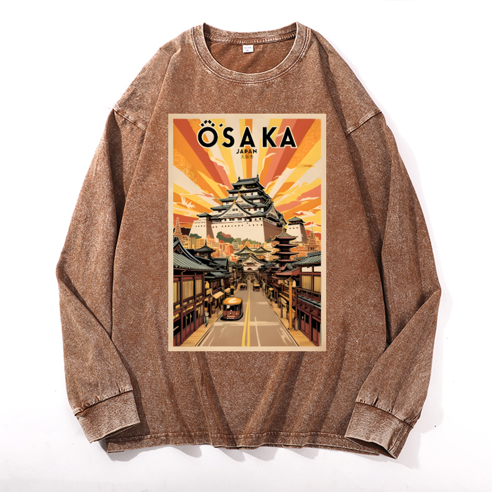 Osaka Vintage Cotton Wash Crewneck Long-Sleeve T-Shirt