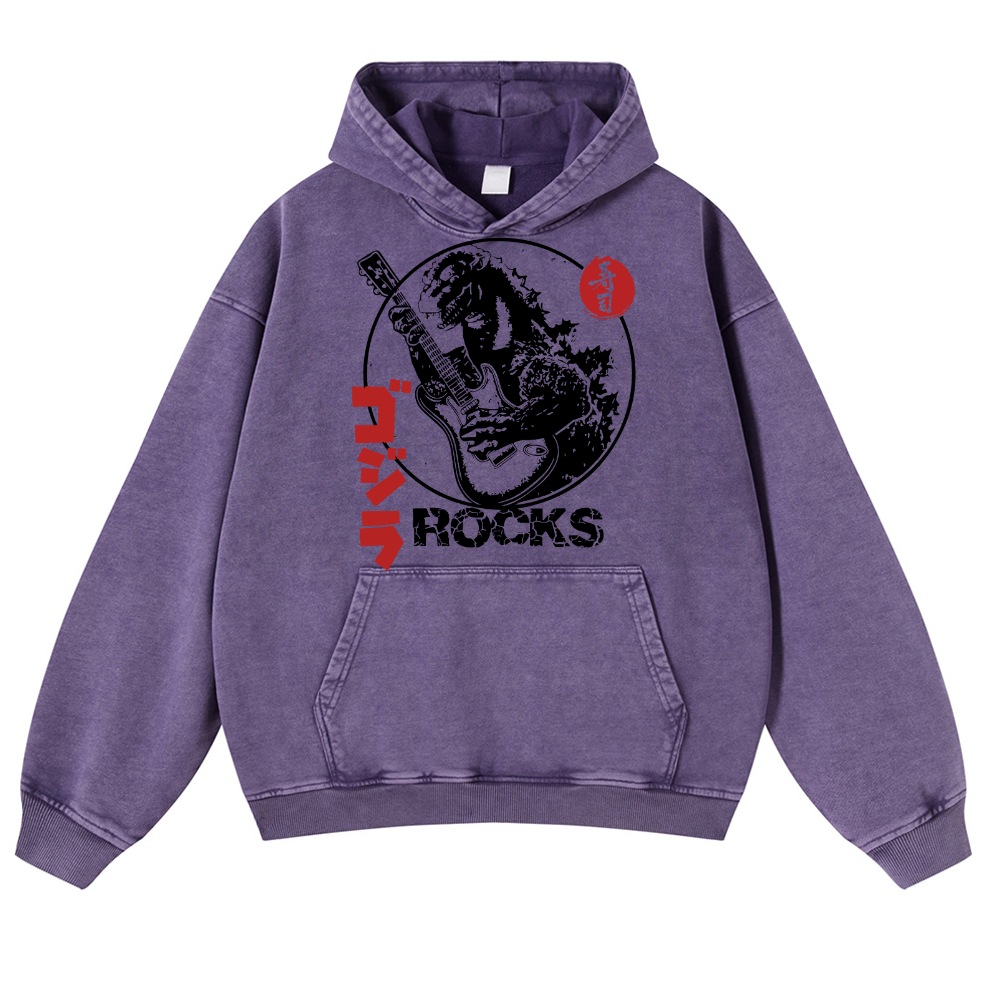 Rock Kaiju Vintage Washed Thick Cotton Hoodie
