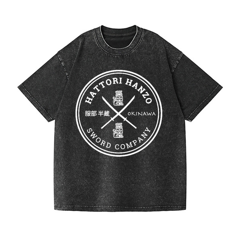 Hattori Hanzo Komainu Okinawa Sword Company Vintage Wash Japanese Design T-Shirt