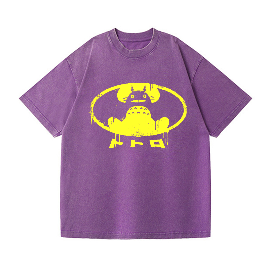 Ghibli Totoro Batman Vintage Wash Japanese Design T-Shirt