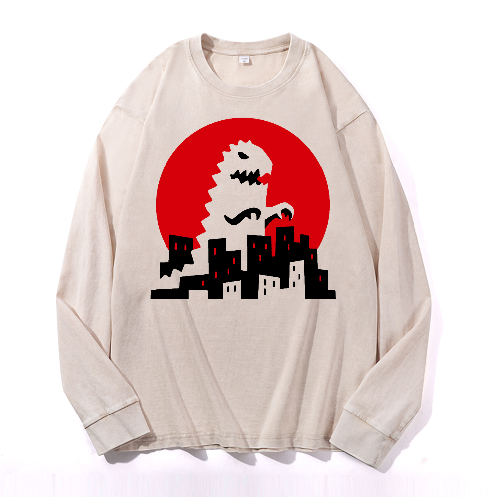 Vintage Cotton Wash Crewneck Long-Sleeve T-Shirt