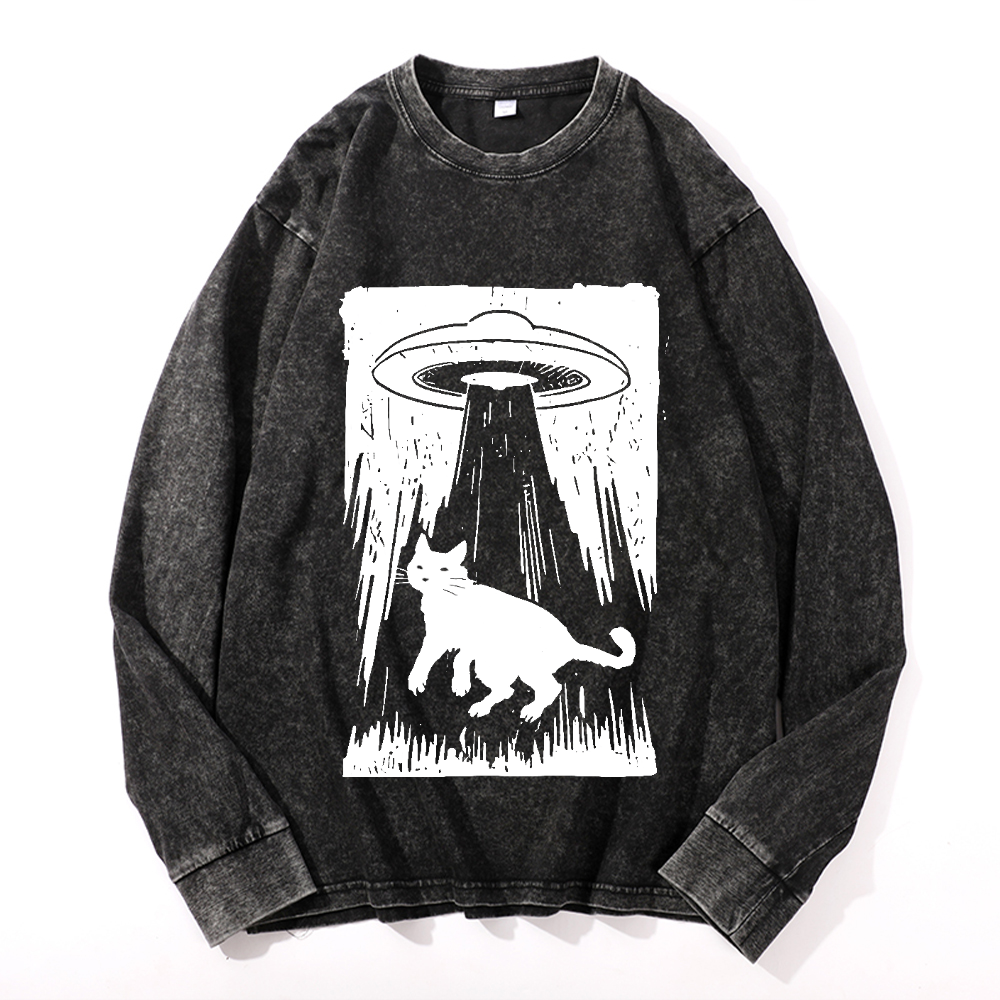 Vintage Cotton Wash Crewneck Long-Sleeve T-Shirt