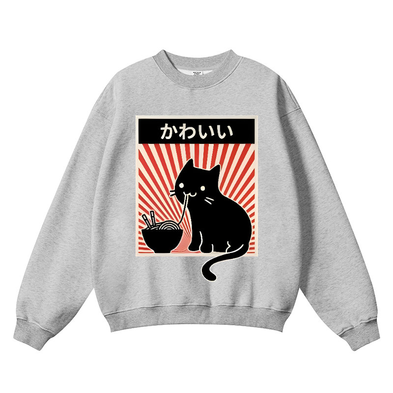Cat Raman Vintage Cotton Blend Crewneck Sweatshirt