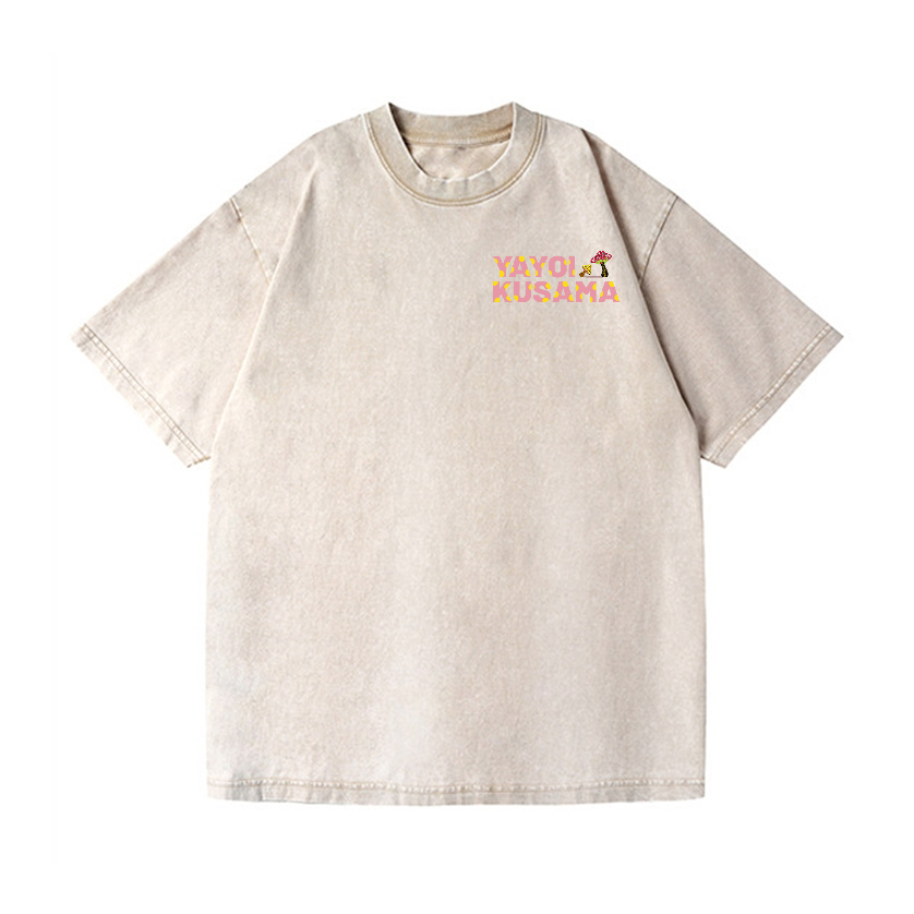 Yayoi Kusama Mushroom Vintage Wash Japanese Design Back Art T-Shirt