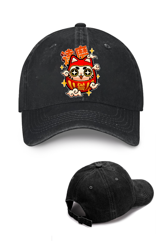 Daruma Cat Vintage Cotton Cap