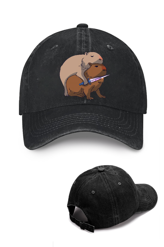 Capybaras and the Mysterious Sword Vintage Cotton Cap