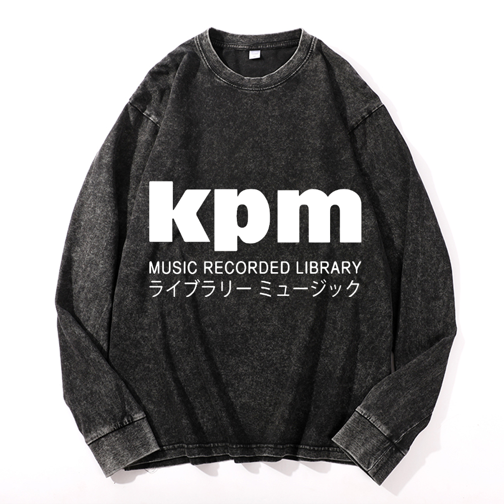 KPM Music Recorded Library Vintage Cotton Wash Crewneck Long-Sleeve T-Shirt
