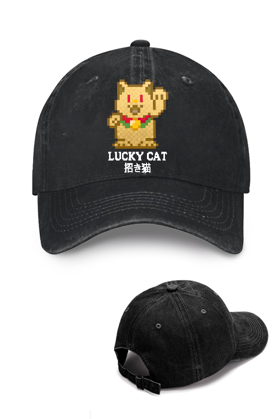 Mosaic Lucky Cat Vintage Cotton Cap