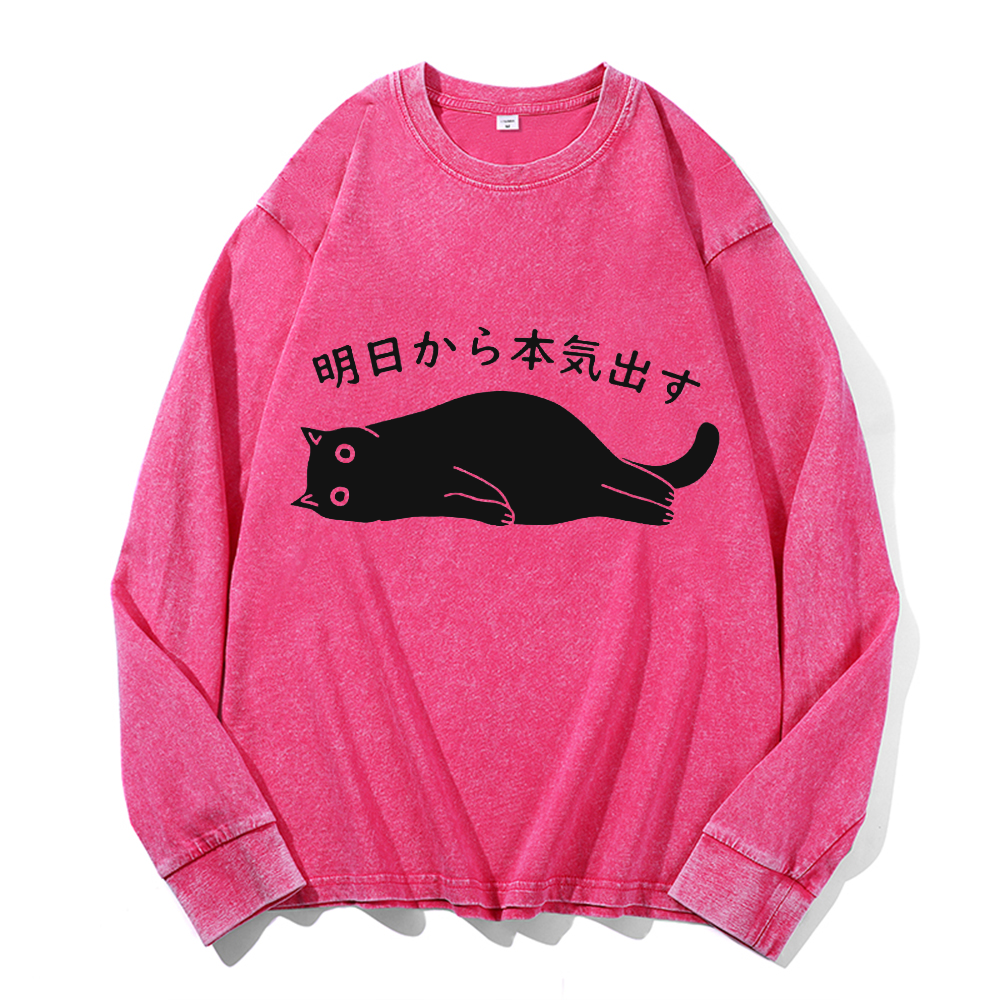 Get Serious from Tomorrow Onwards Vintage Cotton Wash Crewneck Long-Sleeve T-Shirt
