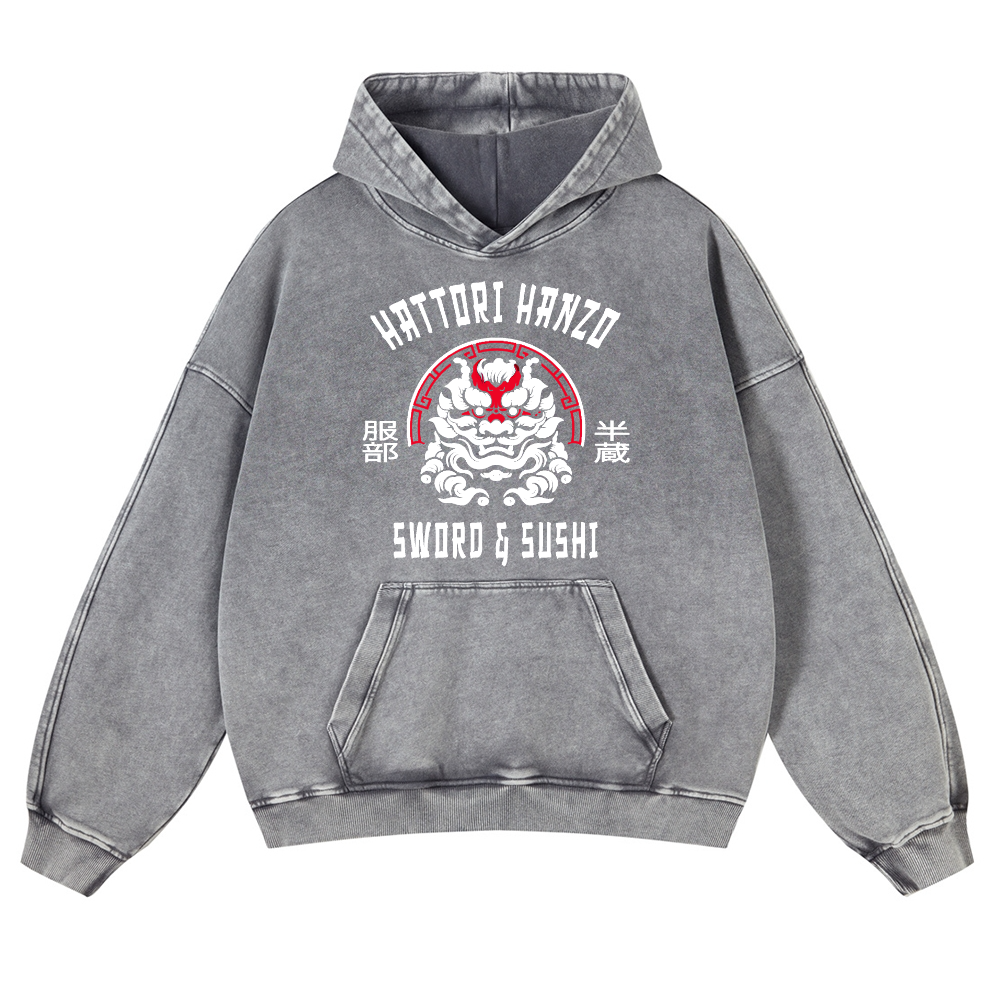 Hattori Hanzo Komainu Vintage Washed Thick Cotton Hoodie