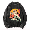 Vintage Cotton Wash Crewneck Long-Sleeve T-Shirt