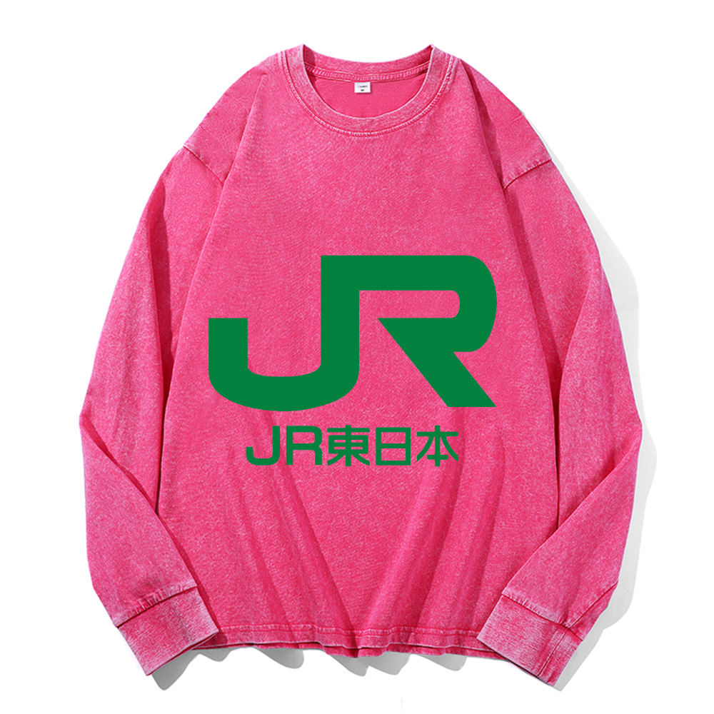 Vintage Cotton Wash Crewneck Long-Sleeve T-Shirt