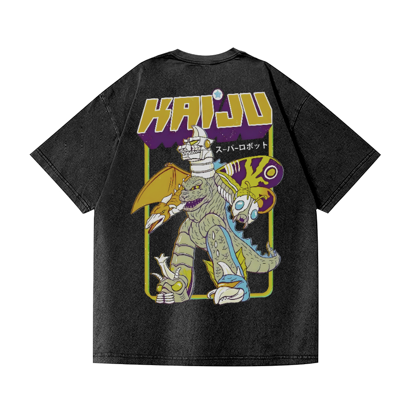 Kaiju Monster Vintage Wash Japanese Design Back Art T-Shirt