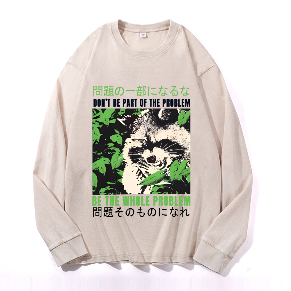 Vintage Cotton Wash Crewneck Long-Sleeve T-Shirt