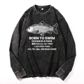 Fish Vintage Cotton Wash Crewneck Long-Sleeve T-Shirt