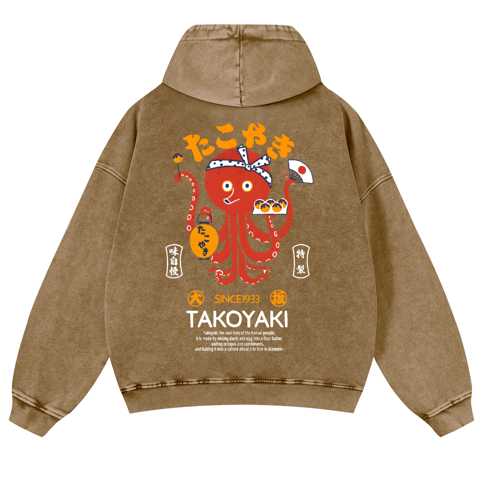 Takoyaki Octopus Vintage Washed Cotton Back Art Hoodie