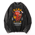 Takoyaki Octopus Vintage Cotton Wash Crewneck Long-Sleeve T-Shirt