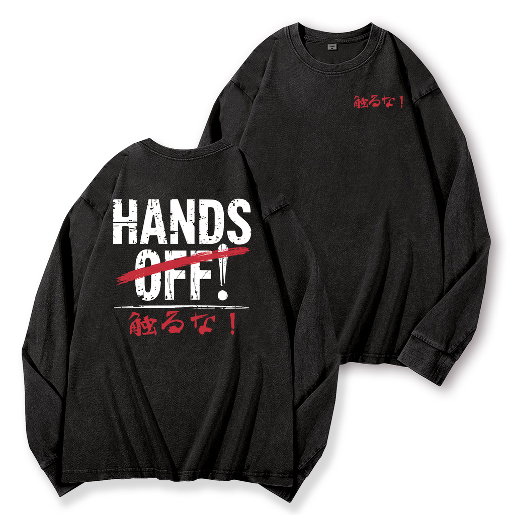 Hands Off Vintage Washed Cotton Back Art Long-sleeve T-shirt