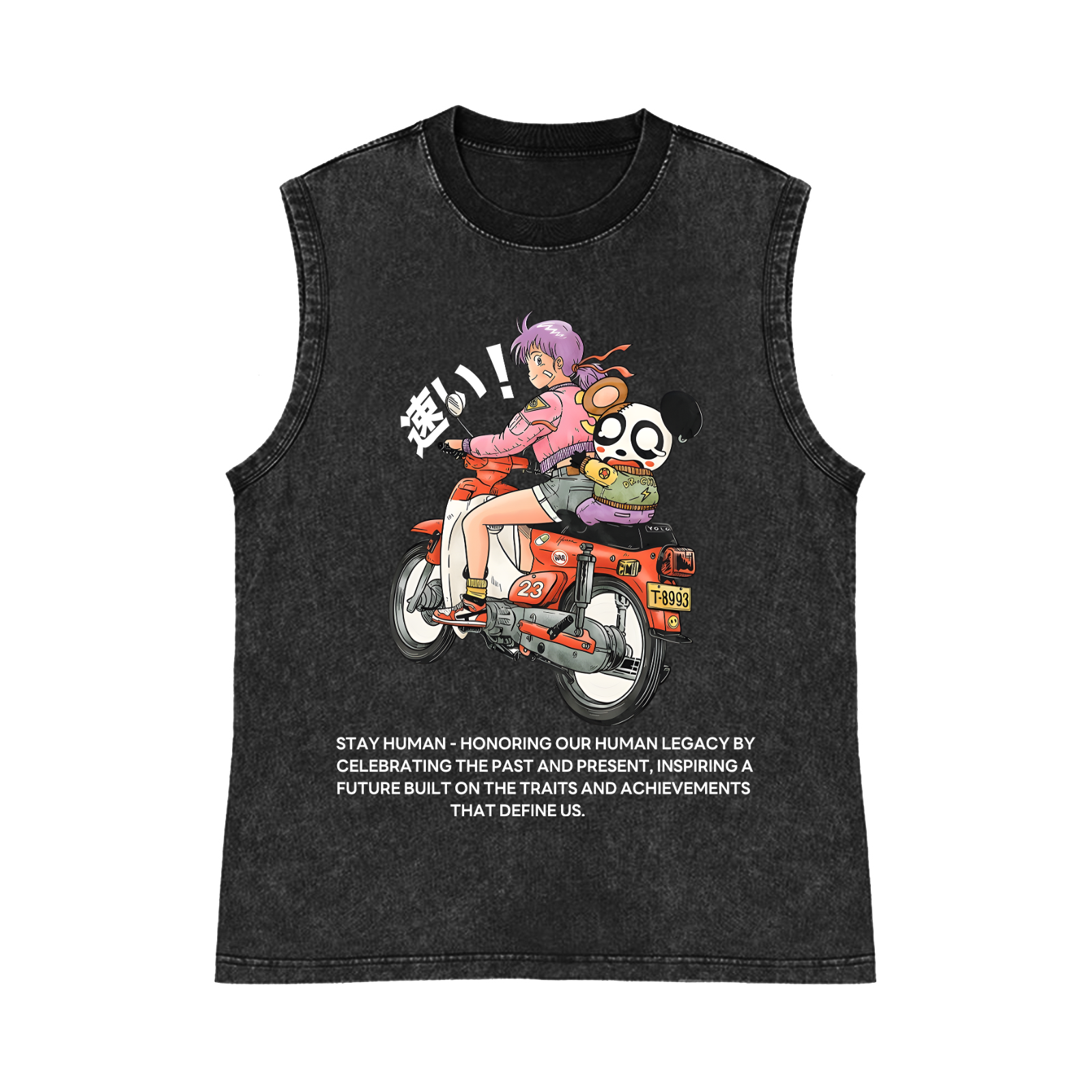 Speed Motorcycle Bike Pure Cotton Wash-Dyed Sleeveless Tank Top