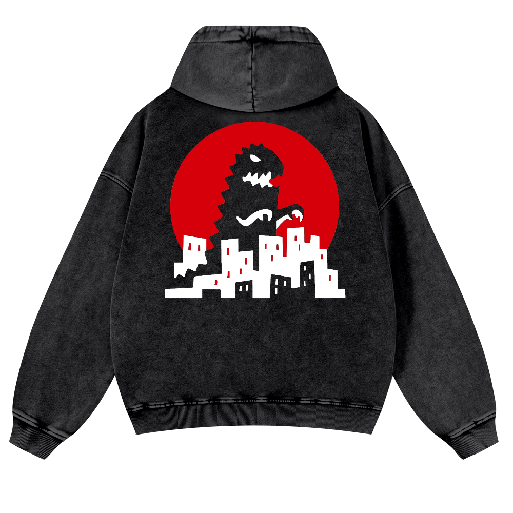 Kaiju Vintage Washed Cotton Back Art Hoodie