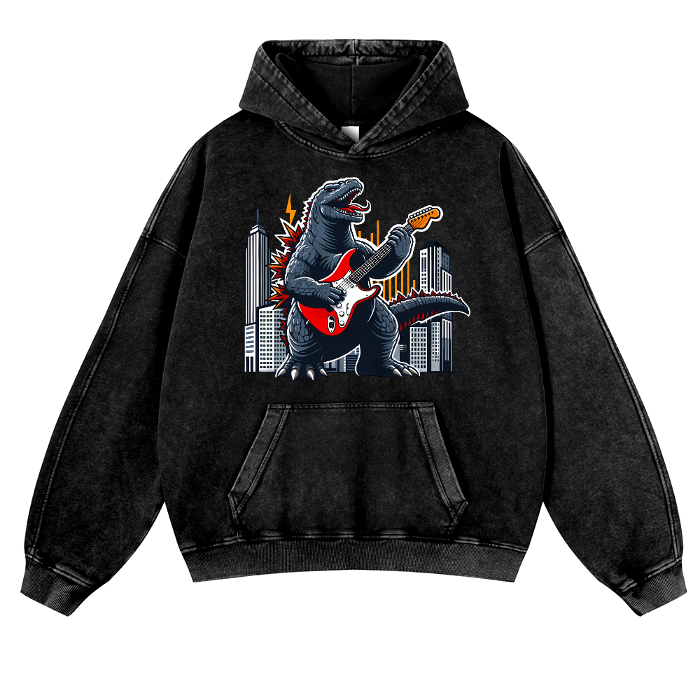 Rock Kaiju Vintage Washed Thick Cotton Hoodie