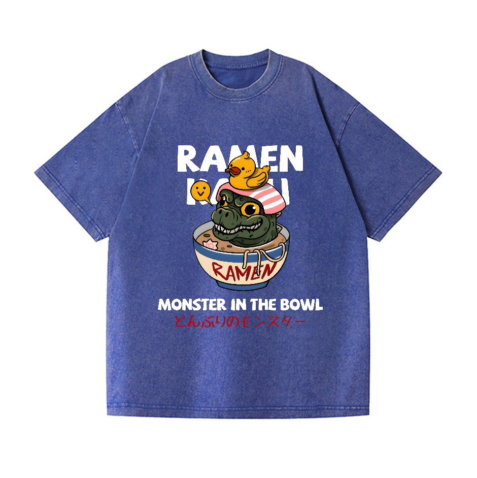 Ramen Kaiju Vintage Wash Japanese Design T-Shirt