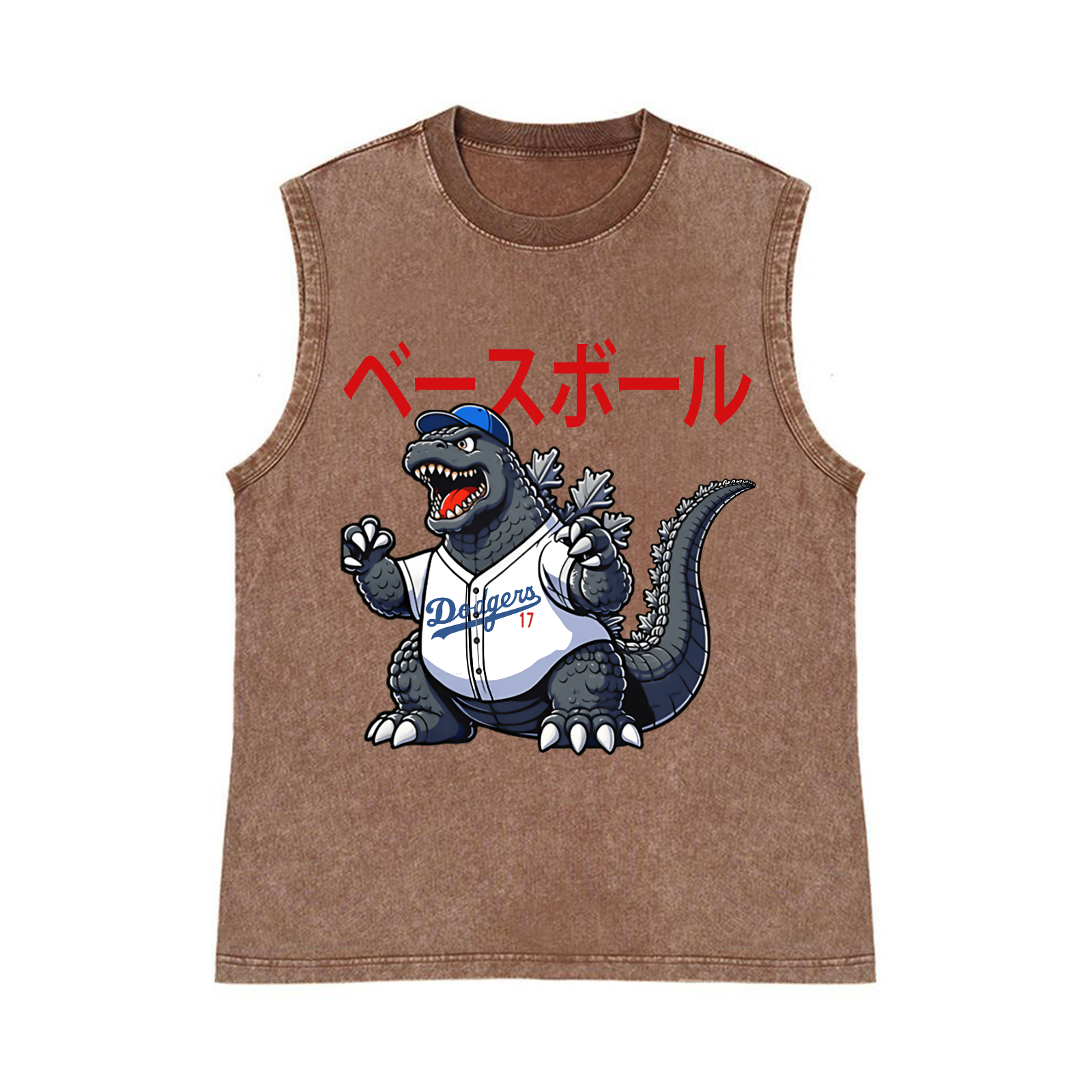 Dodgers Kaiju 17 Baseball Pure Cotton Wash-Dyed Sleeveless Tank Top