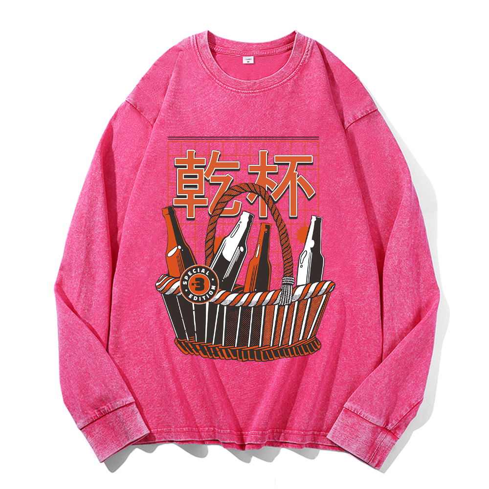 Vintage Cotton Wash Crewneck Long-Sleeve T-Shirt
