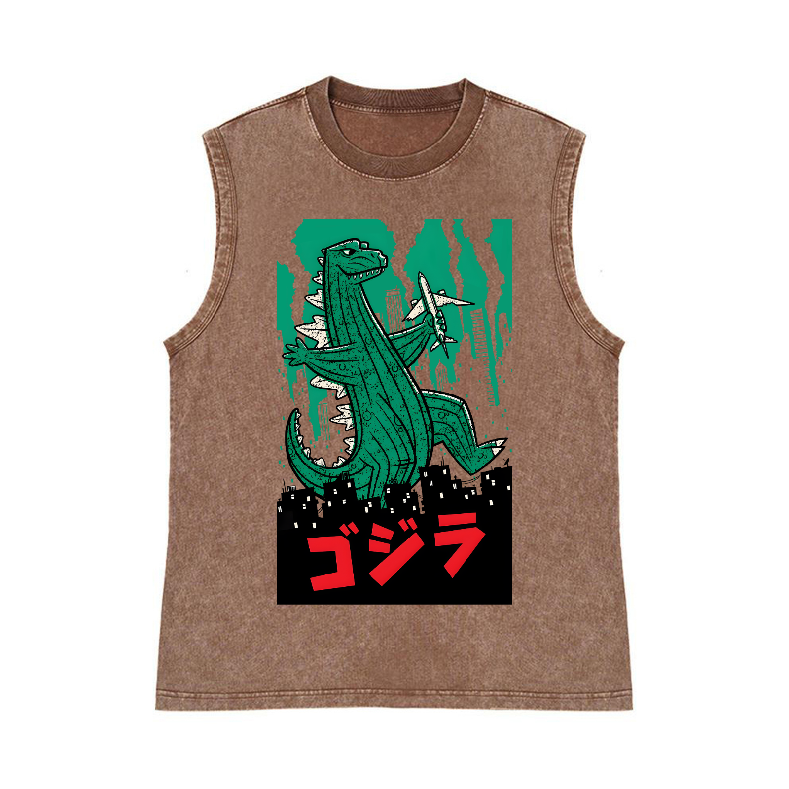 Kaiju Pure Cotton Wash-Dyed Sleeveless Tank Top