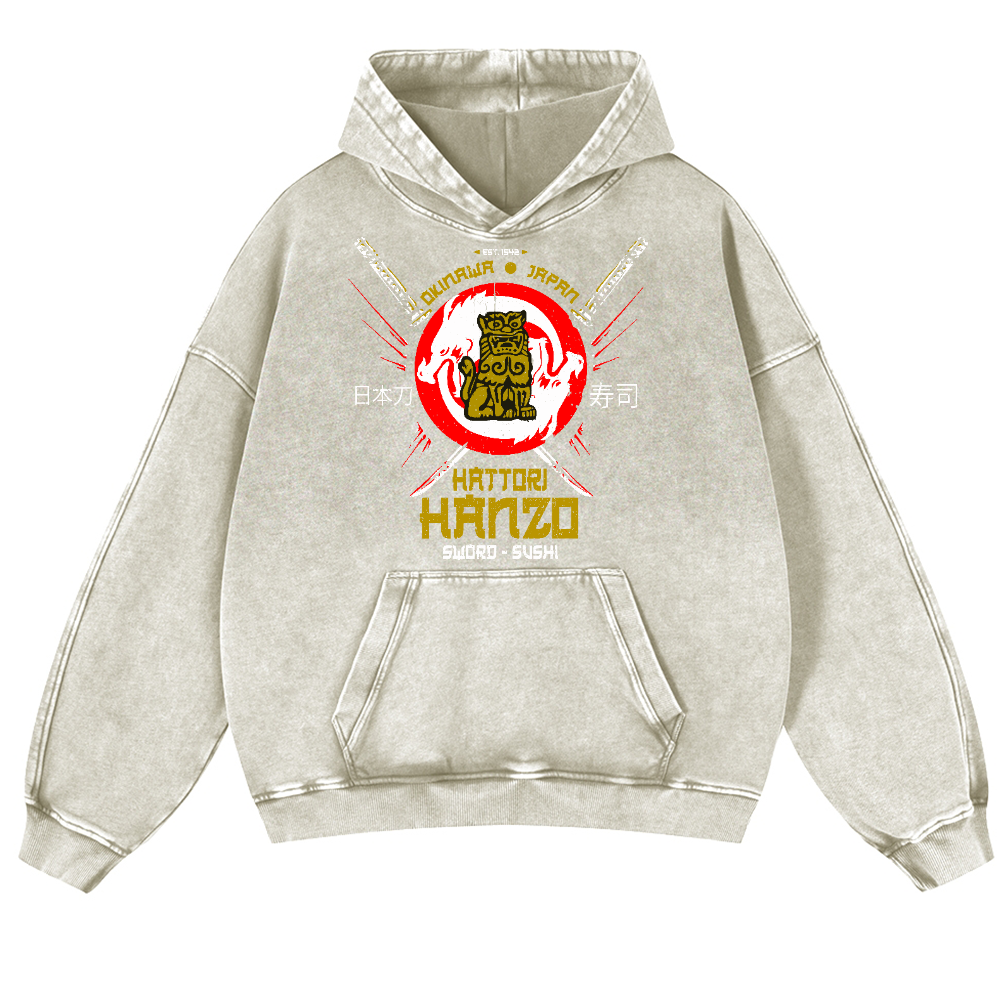Hattori Hanzo Komainu Vintage Washed Thick Cotton Hoodie