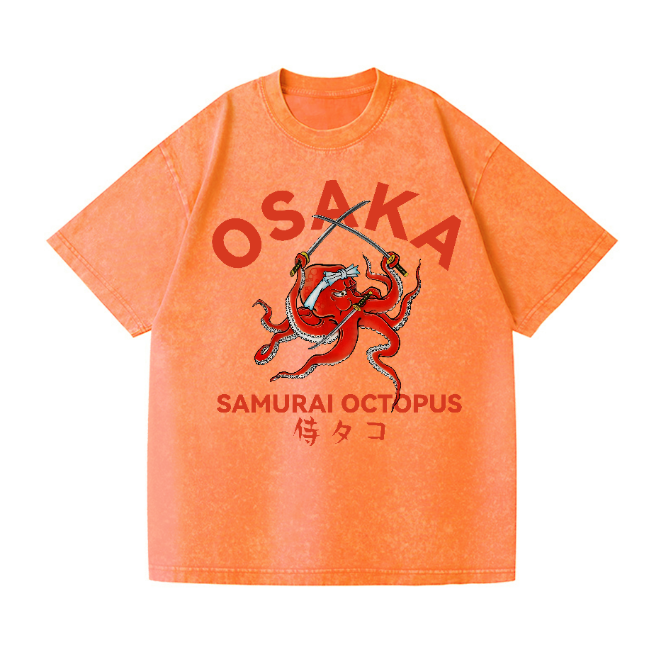 Samurai Octopus Vintage Wash Japanese Design T-Shirt