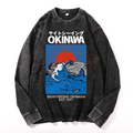 Okinawa Wave Vintage Cotton Wash Crewneck Long-Sleeve T-Shirt