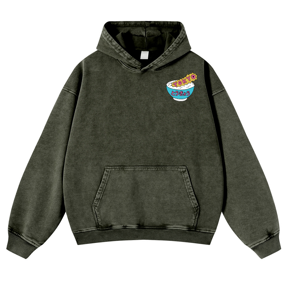 Kaiju The Monster Rice of Tokyo Vintage Washed Cotton Back Art Hoodie