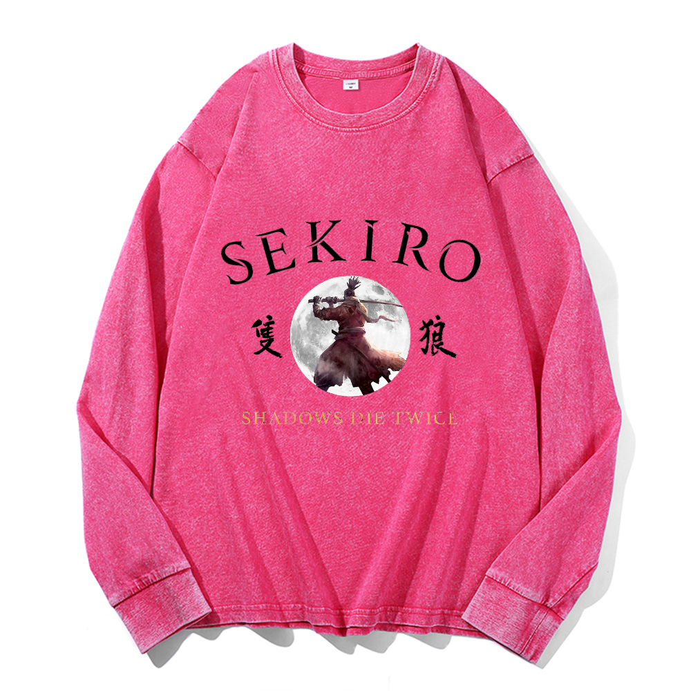 Vintage Cotton Wash Crewneck Long-Sleeve T-Shirt
